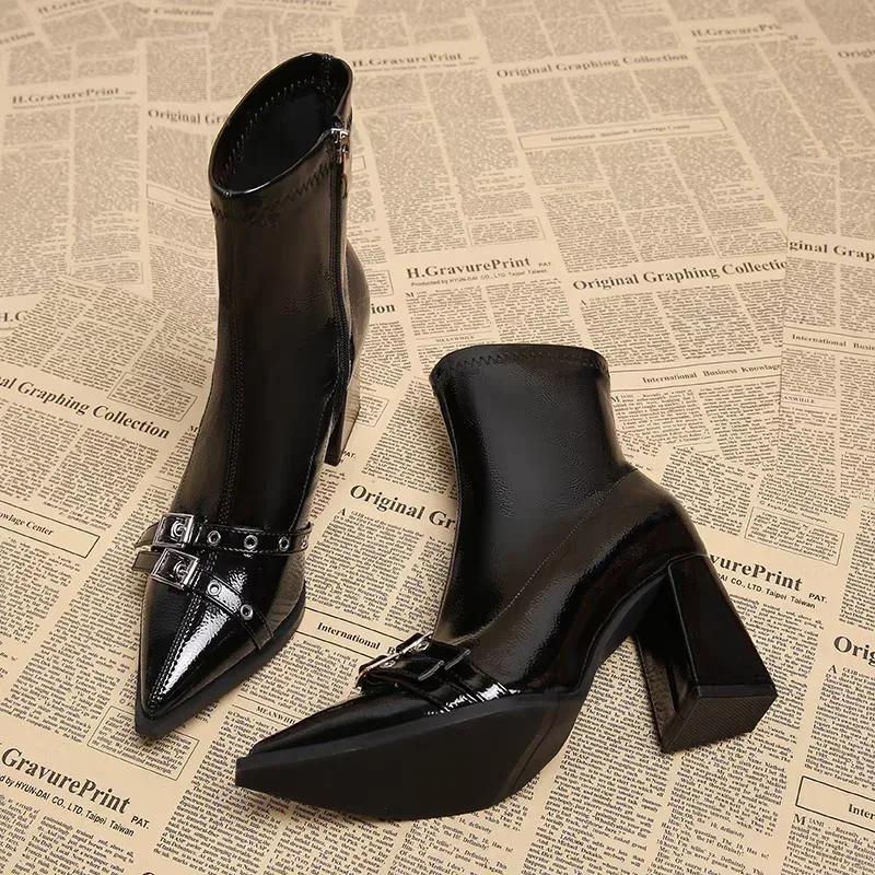 High Heels Stiefeletten Damen Stiefel Spitze Sexy Schuhe für Damen Neuer Seitenreißverschluss Klassische Tägliche Stiefel Damen Stiefel Botas