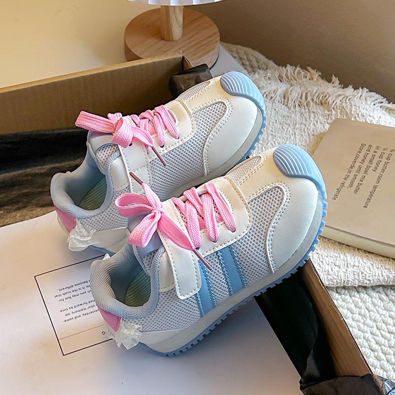 Girls' princess sneakers2026Spring and summer mesh lace running shoes and casual shoes for little girls and older children