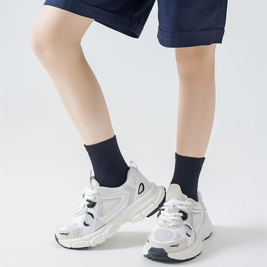 5 Pairs Children Socks 100% Cotton Black White Patchwork Colors Baby Girl Boy Sports School Tube Socks For 2-12 Years