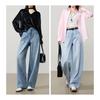ESE-Y 2026 Spring High-Waist Curved Wide-Leg Denim Jeans