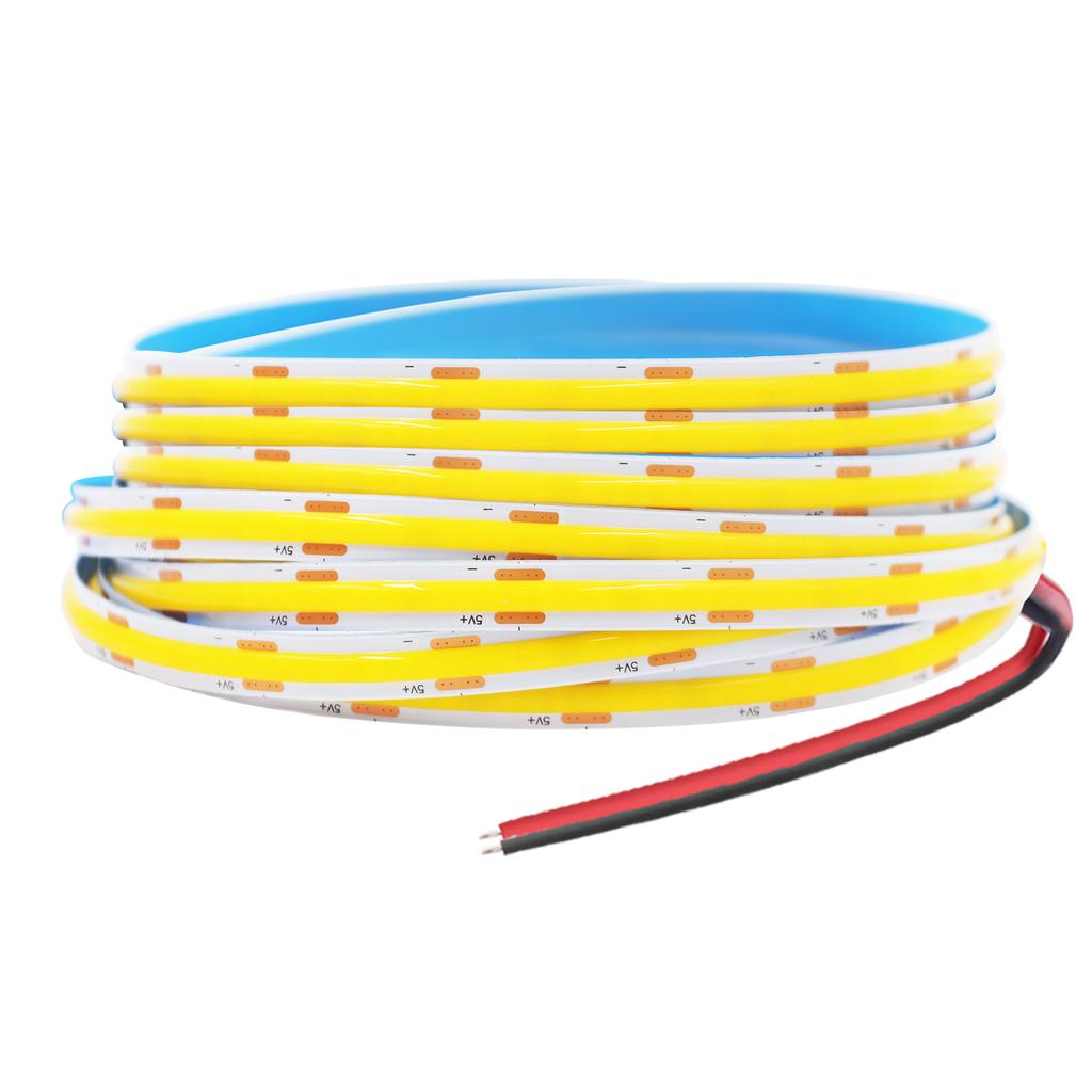 DC 5V LED COB Strip Light USB/2pin/DC Plug Connector High Density Self-adhesive Flexible Background Lighting Tape for Home Decor