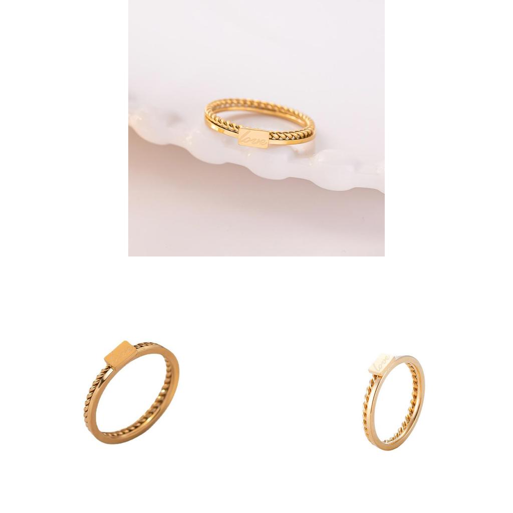 Minimalistischer Titanstahlring für Damen mit Vergoldung und geometrischem Design
