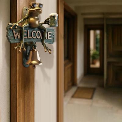Beer Drinking Frog Welcome Doorbell Sitting Sunglasses Frog Door Bell Home Office Entrance Decorative Bell Animal Lovers Gift