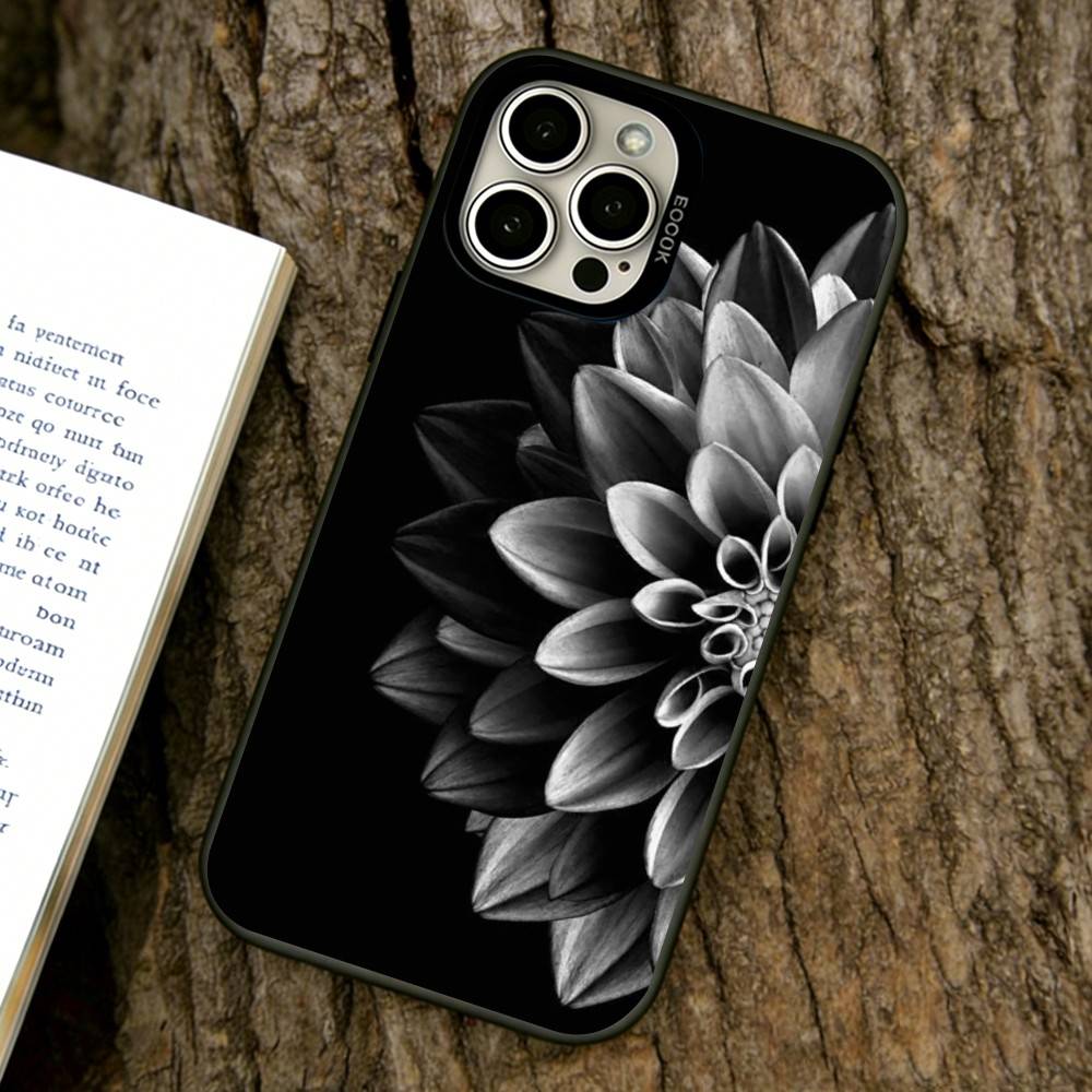 

Dark flower Phone Case For iPhone 17,16,15,14,13,12,11 Plus,Pro Max,XS,Colored Silver Plated Inside Cover iPhone14ProMax