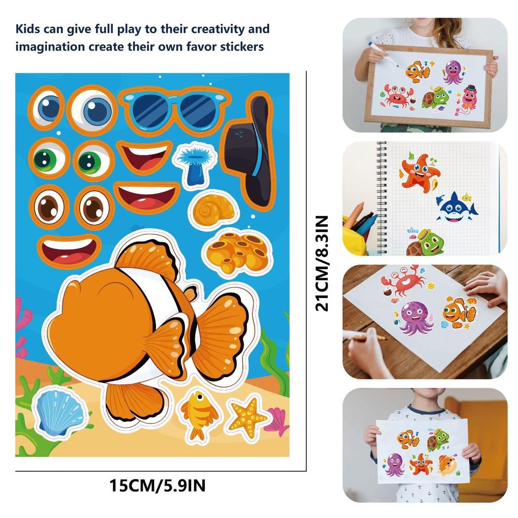 Adorable Ocean Animal Kids Cartoon Interactive Puzzle Diy Sticker Set For Family Fun
