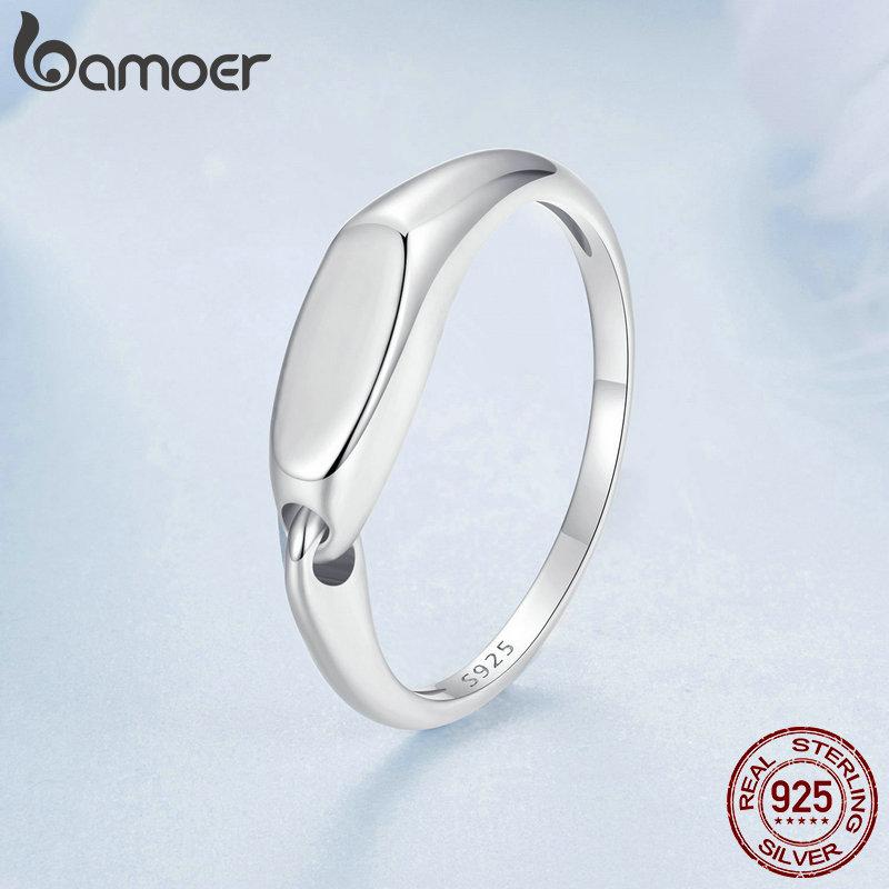 BAMOER 925 Sterling Silber minimalistischer ineinandergreifender Ring Liebe einfaches Band für Frauen Valentinstag edler Schmuck Geschenk
