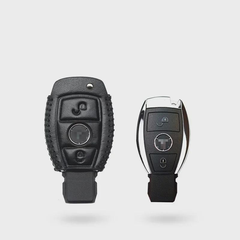Leather Key Bag for Mercedes-Benz Models: GLK300, GLA260, B-Class, C-Class, S-Class, AMG - Car Key Cover Accessory