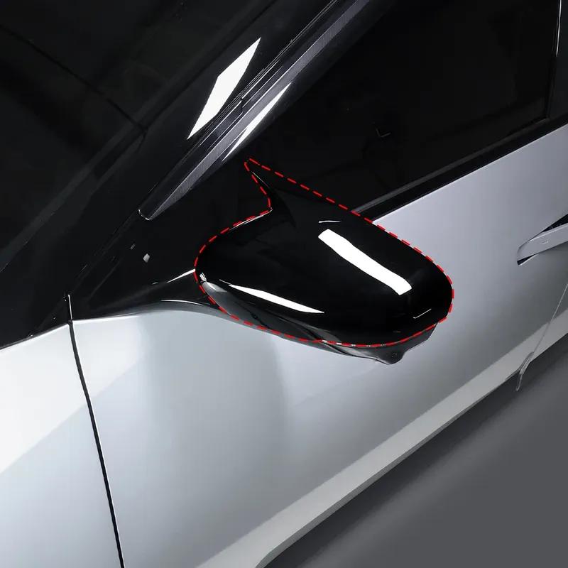 For Kia EV4 2025 2026 2pcs Bright Black Bull Horn Car Rear View Mirror Cover Trim  Exterior Accessories