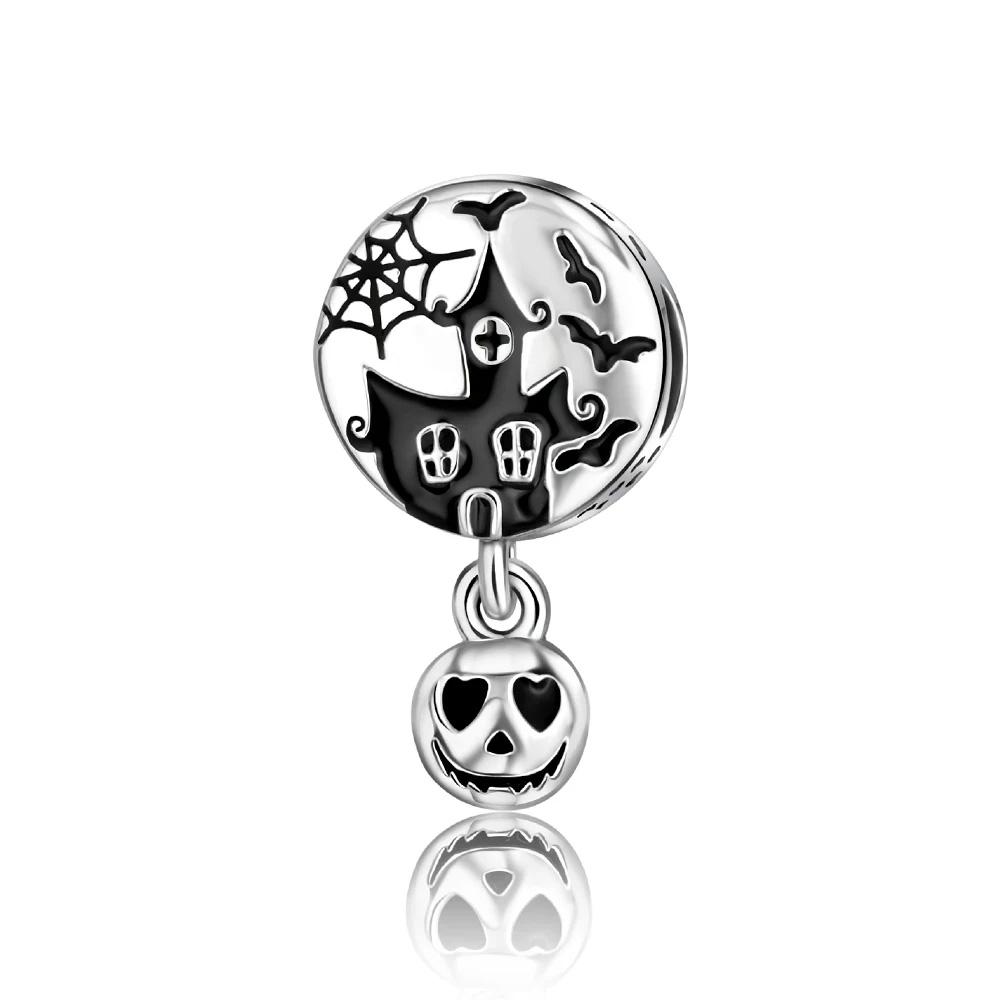 Skull Demon Pumpkin Head Ghost Halloween Pendant Jewelry Beads For Original Bracelet Plata De Ley Boutique Charms Gift