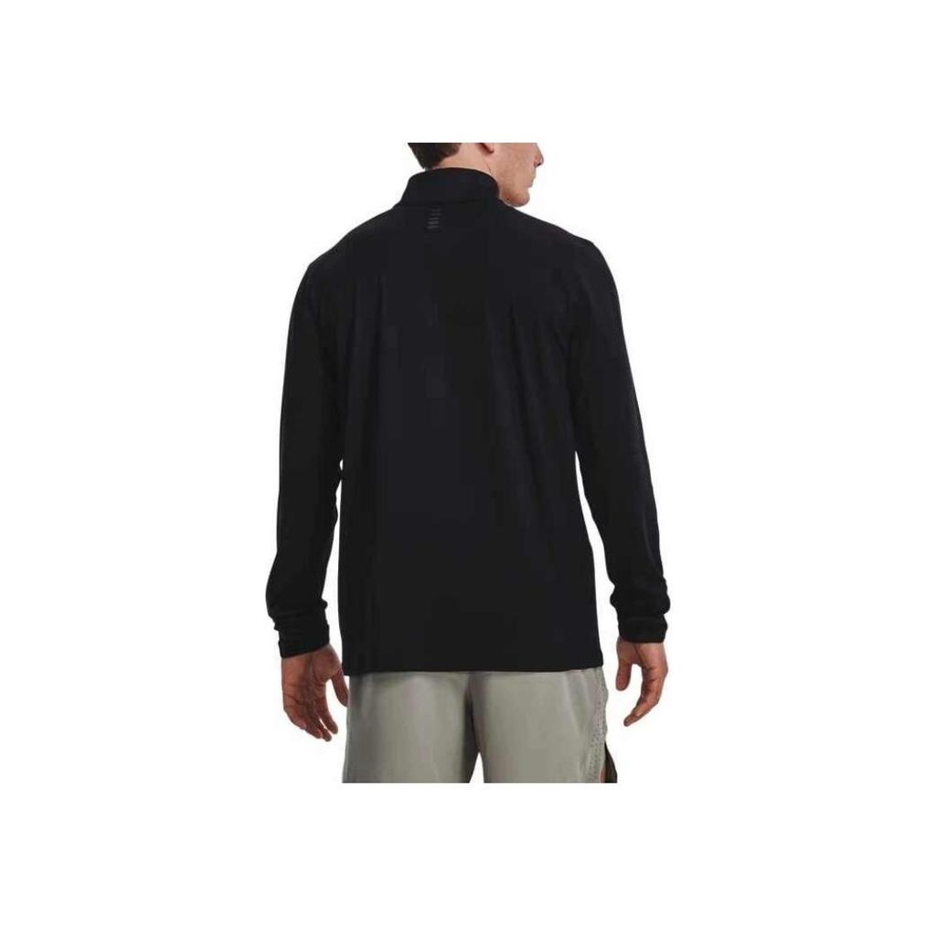 Under Armour Solid Color 1/4 Zip Mock Neck Running Long Sleeve T-Shirt Men Tops Black 1379288-001