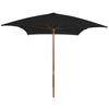 vidaXL Parasol with Wooden Pole 200x300 Cm Black