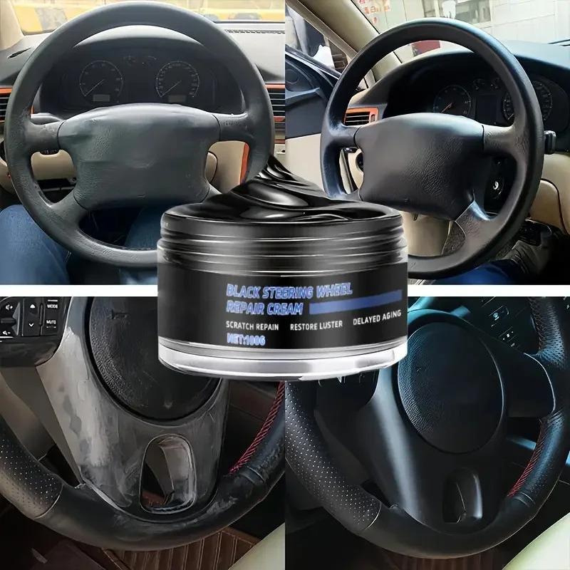 Car Steering Wheel Restoration Paste 100g Black Plastic Parts Coating Enhanced Shine Restores Cracks Remove Scratches Oxidation