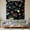 Colorful Science Lab Icons Microscopes Flasks DNA On Black Wall Tapestry Chemistry Decor for Classroom Study Bedroom Gift