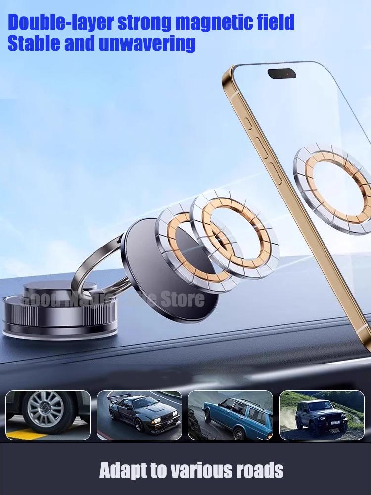Vacuum Suction Magnetic Suction Car Bracket Double-Layer Suction Three-Axis Folding 360 ° Rotatable Suitable Multiple Scenarios