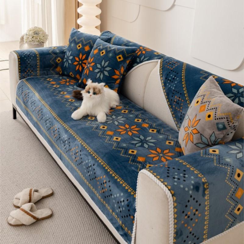 Nordic Flannel Sofa Covers for Living Room Anti-Slip Dustproof Sofa Covers Universal Bohemian  Sofas Funda Sofa Cushion