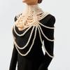 Vintage Multi Layer Pearl Body Chain For Women Heavy Duty Beaded Woven Exaggerated Retro Neck Jewelry