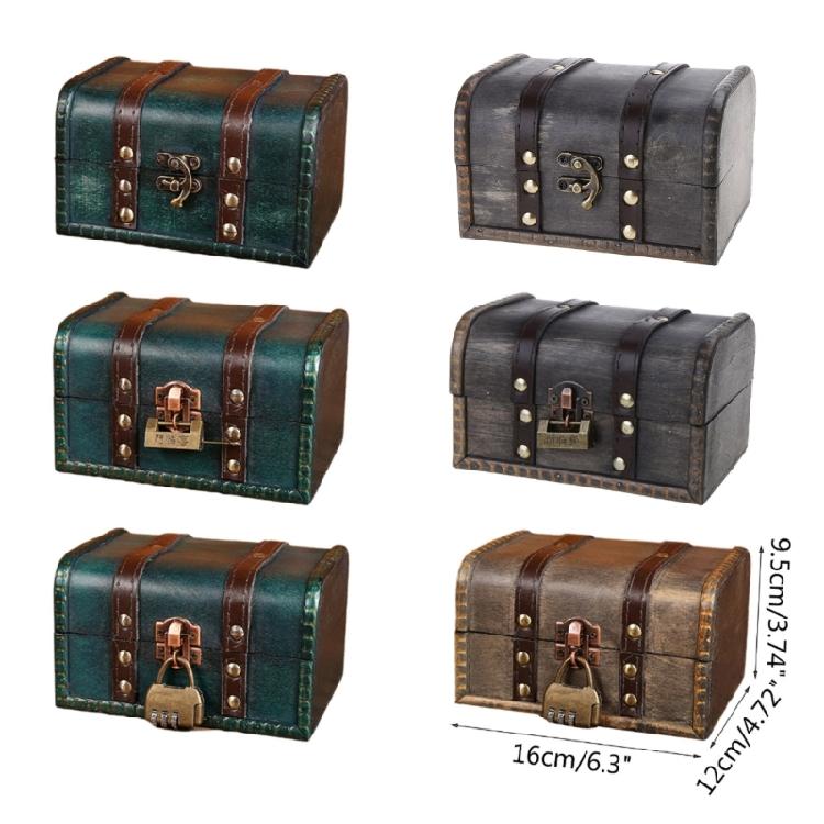 Decorative Treasure Box Vintage Wooden Large Desktop Storage Boxes for Jewelry