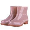 Low tube warm velvet rain boots low top waterproof shoes women's fashion adult short tube non-slip light mouth low top boots