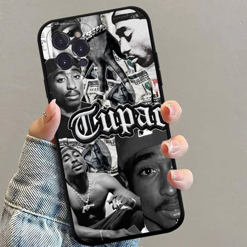 Rapper 2Pac Singer Tupac Black Silicone TPU Phone Case For Iphone17 Air 16 15 14 13 12 Pro 11 Pro Max Plus Cover Case