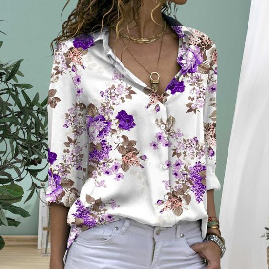 

Женская однобортная рубашка большого размера с листьями и рукавами, свободная рабочая рубашка с цветочным принтом, уличная одежда