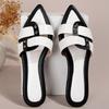 Fashion 2025 Summer New Flat Slippers Women Sexy Pointed Toe Open Toe Slide Sandals Light Cozy Non-slip Beach Shoes Sandalias De Mujer