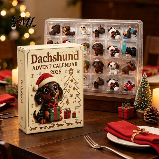 Weihnachts-Adventskalender 2026 Eule/Hund Kalender, 24 Tage Countdown mit Mini-Tierfiguren-Box-Ornamenten, PVC Sammelfiguren für die Feiertage