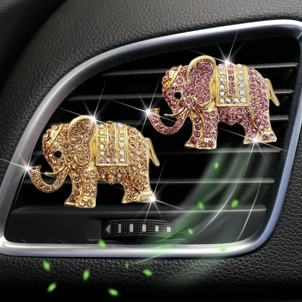 Requintado Ambientador de Clipe para Saída de Ar de Carro de Elefante Decoração de Strass Fragrância Floral Amadeirada