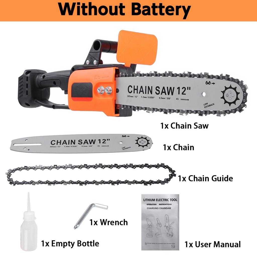 3000W Cordless Electric Chain saw 12Inches Garden Woodworking Power Tool Brushless Motor Wood Cutter For 18V Battery