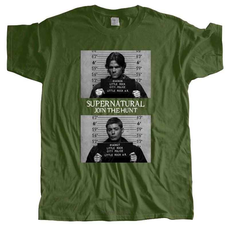 Cotton Tshirt Mens Summer Tops Supernatural Mugshot's T Shirt Supernatural Mug Mugshot Sam Dean Winchester Sam Man Brand T-shirt