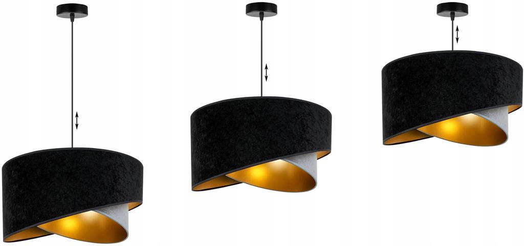Hanging Lamp Ceiling Chandelier Golden Velvet Lampshade
