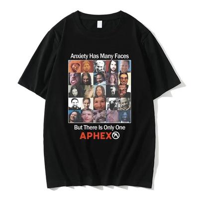 İngiltere Elektronik Müzik Aphex Twin Anksiyetenin Birçok Yüzü Var Ama Sadece Bir APHEX Grafik T-shirt Unisex Kadın Vintage T Shirt