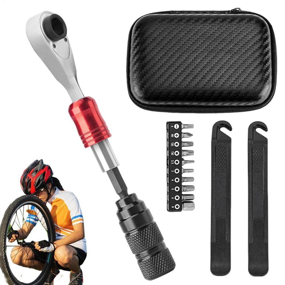 Anti-slip Handle Reversible Ratchet Wrench Batch Heads Bicycle Repair Tool Kit  Repair Tool