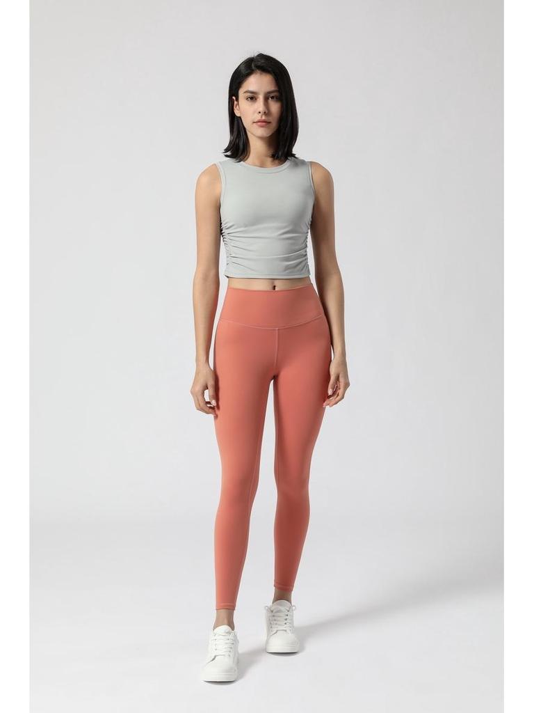 2023 Women's European & American Yoga Sports Vest with Side Waist Folds & Navel Cutout