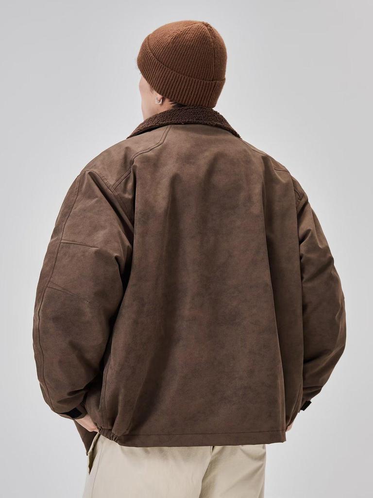 Men's Casual Warm Lambswool Cotton Jacket - Winter Plus Velvet Thick Stand Collar Coat