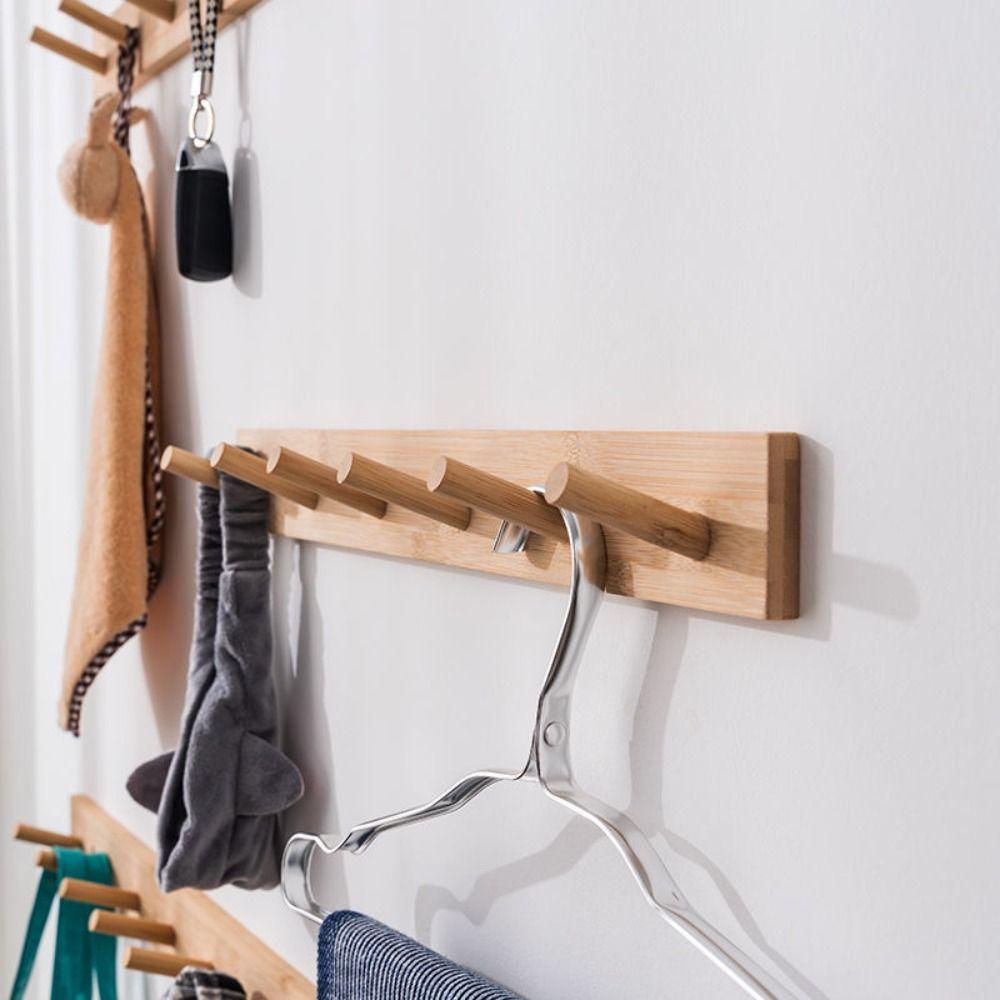 Wall Mounted Key Hook Rack Wooden Door Back Clothes Hook Non-toxic Sundries Storage Hook  Entryway