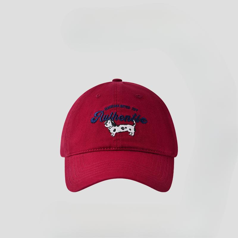 Retro Cute Spotted Dog Embroidered Baseball Cap for Women In Spring and Summer Korean Style Camping Sun Protection Baseball Cap Student