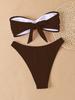 Solid Color Strapless Bandeau Sexy Split Bikini Swimsuit Women's Swimwear