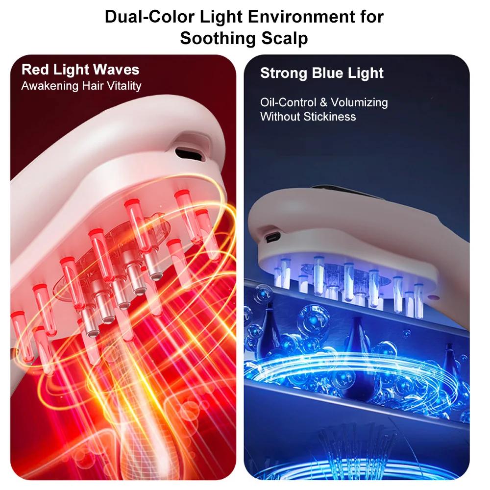 Electric Vibration Massage Comb Portable Red Light Theraphy Hair Comb Scalp Head Massager Hair Growth Head Brush Anti Loss Care