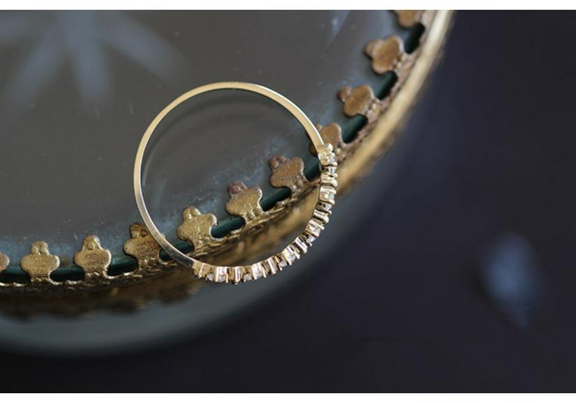 Japanese Style S925 Sterling Silver 14K Gold Plated Cubic Zirconia Ring - Elegant, Versatile, and Slim Design
