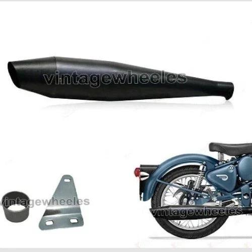 Dolphin Ceramic-Wool Exhaust Silencer Fits For Royal Enfield Classic Black