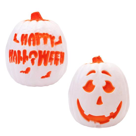 Halloween Kürbislaterne Gruselige LED Leuchtende Gebogene Kürbislampe mit Sound für Süßes oder Saures Partys Innen Außen Tischdeko