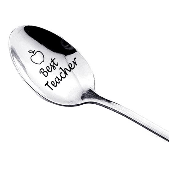 

Spoon Lightweight Letter Printed Stainless Steel Stainless Steel Dessert Scoop for Canteen