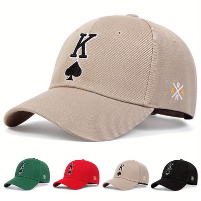 Unisex Poker K Letter Embroidery Baseball Caps Spring and Autumn Outdoor Adjustable Casual Hats Sunscreen Hat Sports Golf Cap