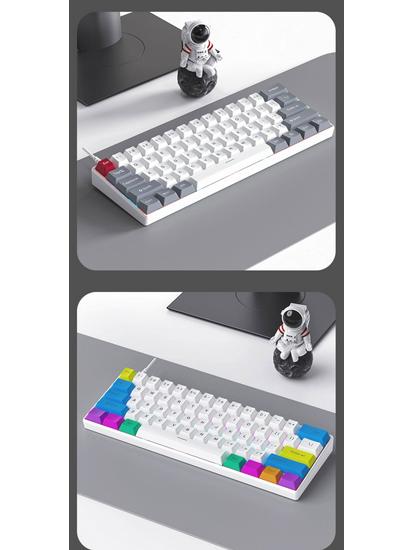 61-key Wired Mechanical Keyboard, Blackberry Gradient Design for Gaming & Office, High Aesthetic Value for Girls