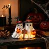 Wizard Hat Ghost Statues Halloween Figurine, Cute Spooky Resin Statue with Figurines for Desk Witch Table, Tiered Tray, Kitchen, Bedroom Decor
