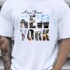 Herr Sommar Bomull Mode Vardaglig Lös New York Mönster Tryck Sport Rund Hals Kortärmad T-shirt Topp Vardaglig Bekväm