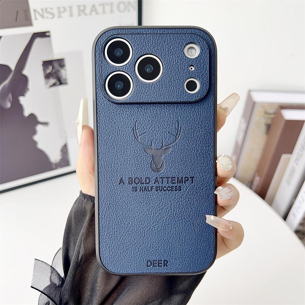 

Lamb Skin Leather Deer Phone Case For iPhone 17 16 15 14 13 12 11 Pro Max Plus Air Full Lens Protection Shockproof Cover iPhone17