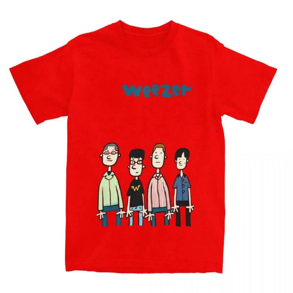 Potištěné pánské tričko kapely WEEZER je retro 100% čistá bavlna rockový kulatý výstřih krátký rukáv trendy outfit