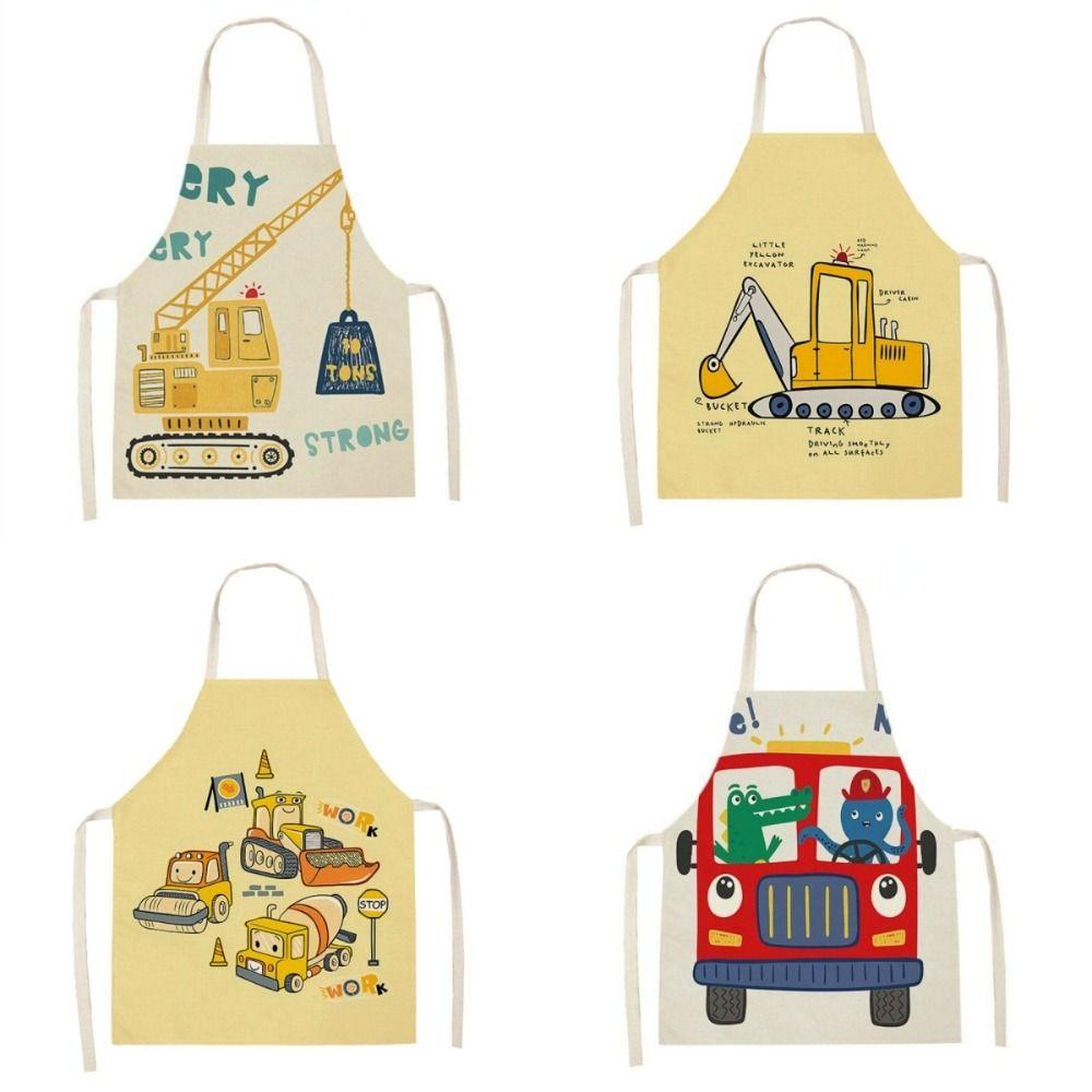 Car Pattern Children's Apron Vehicle Theme Printed Apron New Cleaning Clothes Home Use