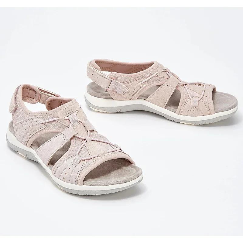 Women's Sandals 2025 Summer New Round Head Breathable Casual Sandals Foreign Trade Large Flat Beach Sandals for Women
